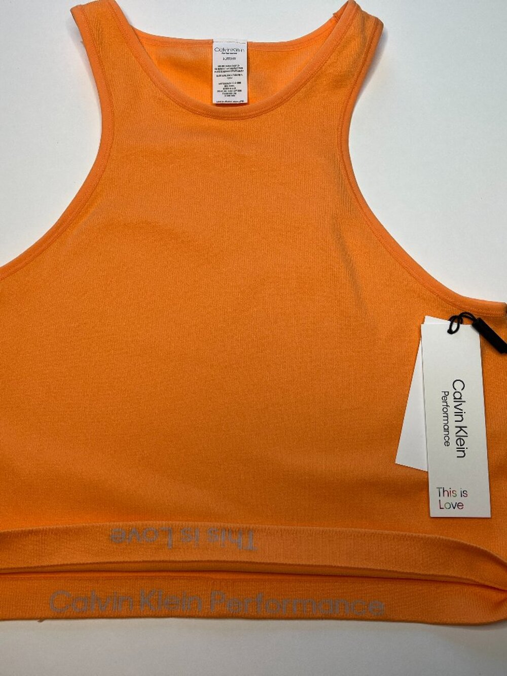 NWT Calvin Klein Performance Women's Ribbed Cropped Top - This is Love XL